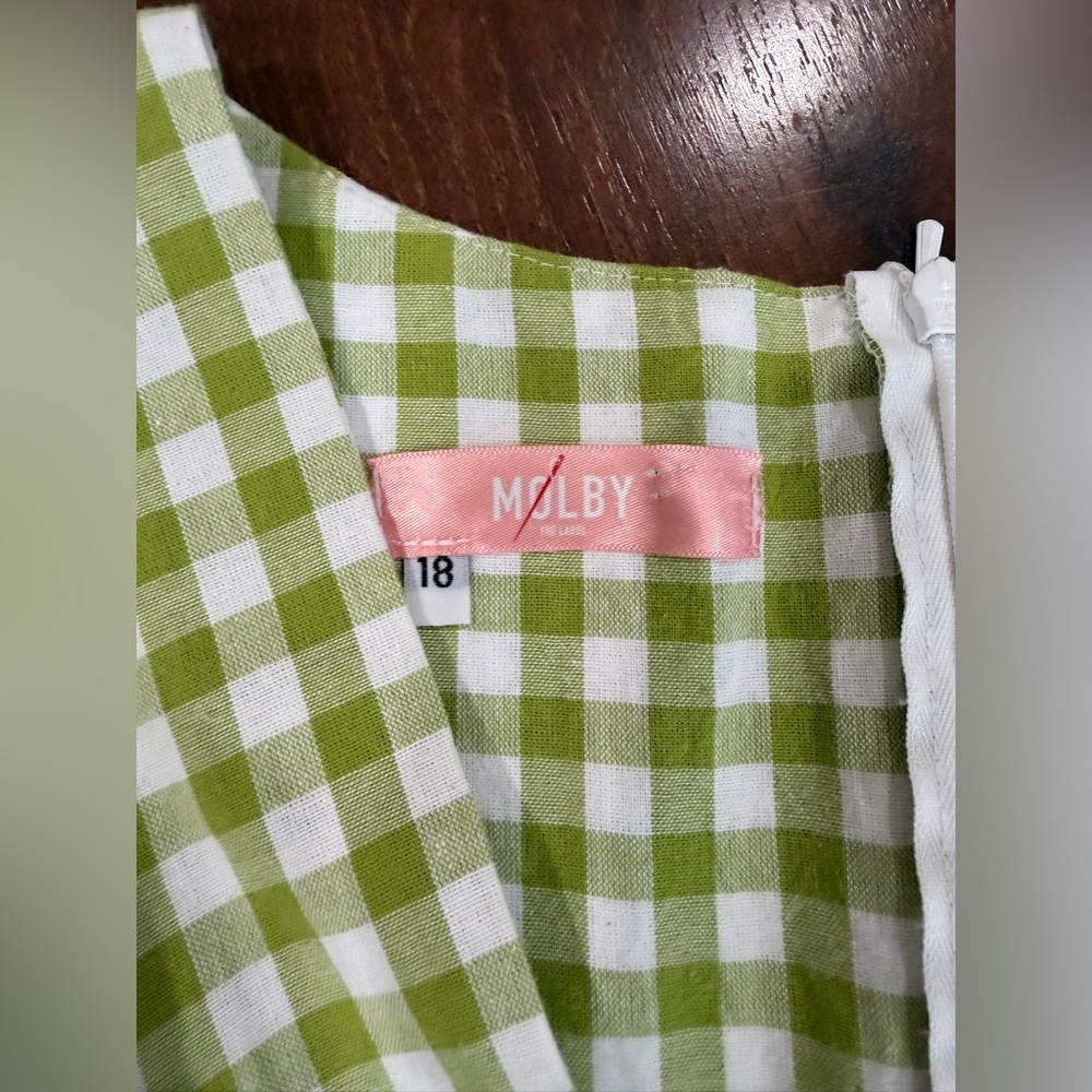 Molby The Label Women's Short Sleeve Gingham Tilda Dress green blue Size 18 - Picture 4 of 8